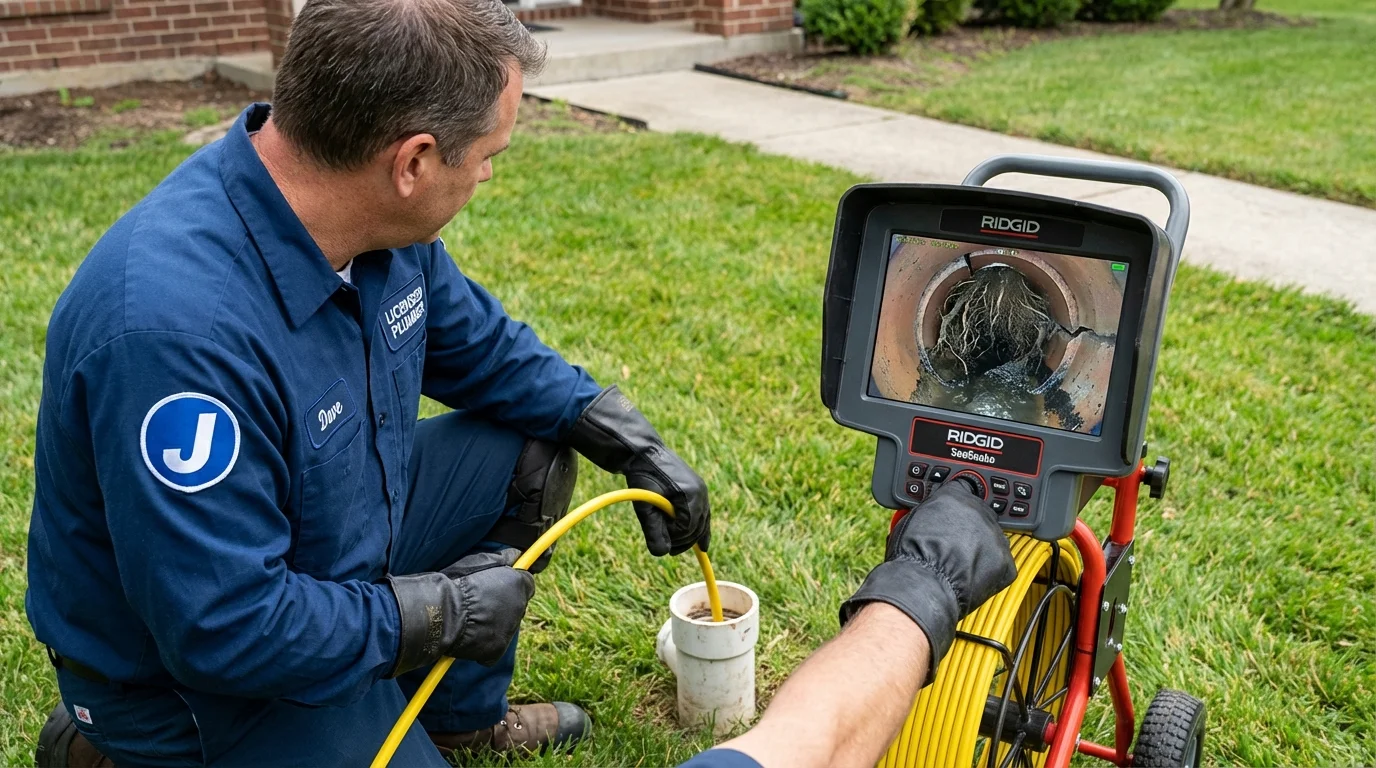 Sewer camera inspection being performed by Johns Plumbing LLC in Oolitic
